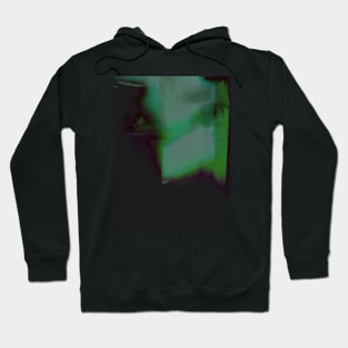 Digital collage, special processing. Abstract art. Eyes, overlay with light shapes. Aquamarine and green. So beautiful. Hoodie